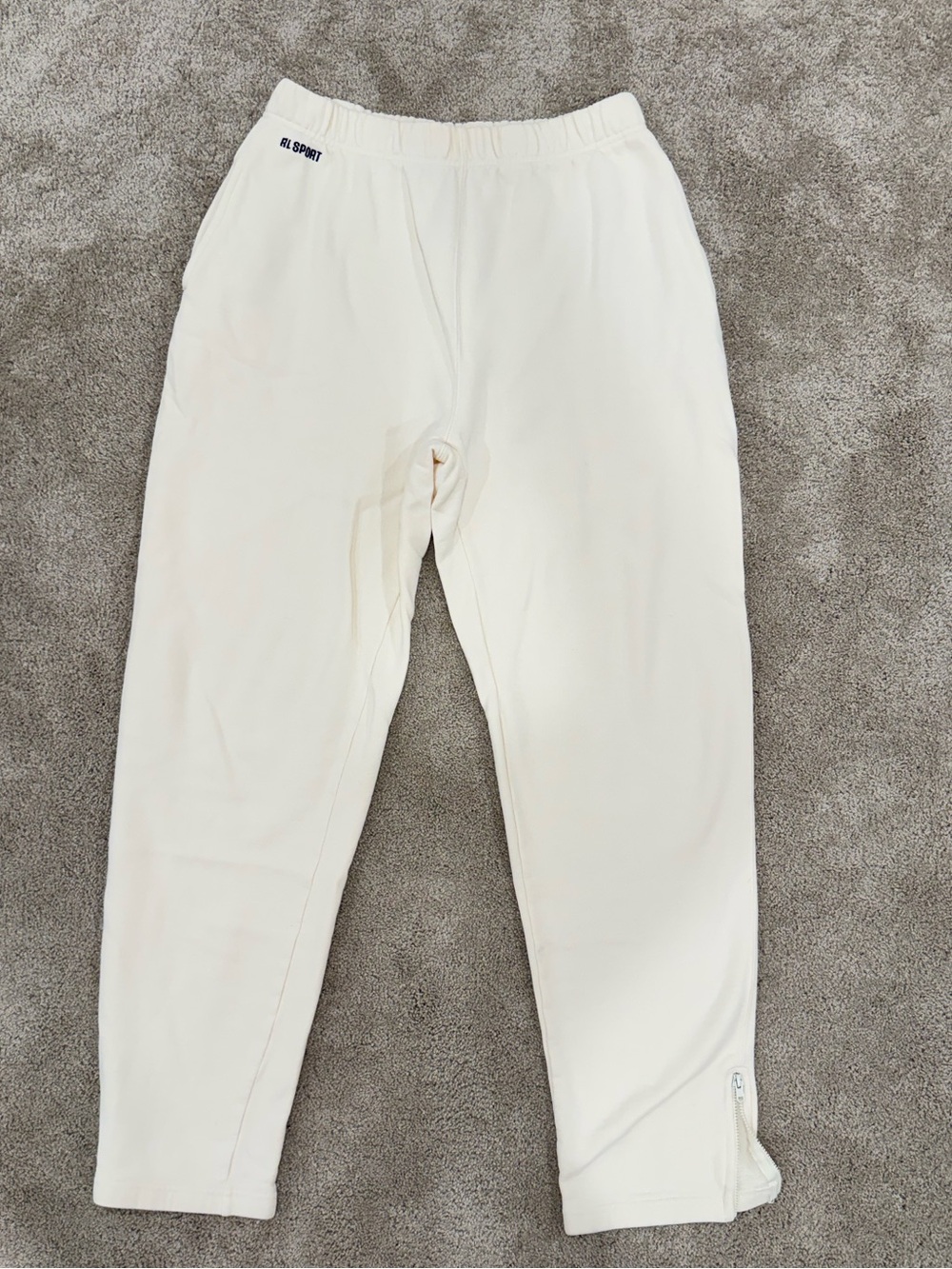 Vintage Ralph Lauren Sport Cream Fleece Sweatpants Joggers Embroidered Logo Y2K